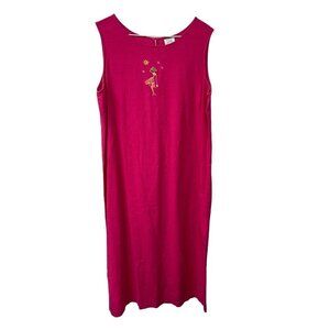 Unbranded Vintage MIDI Dress Linen Blend Pink Dress Sleeveless Women’s Size 14W
